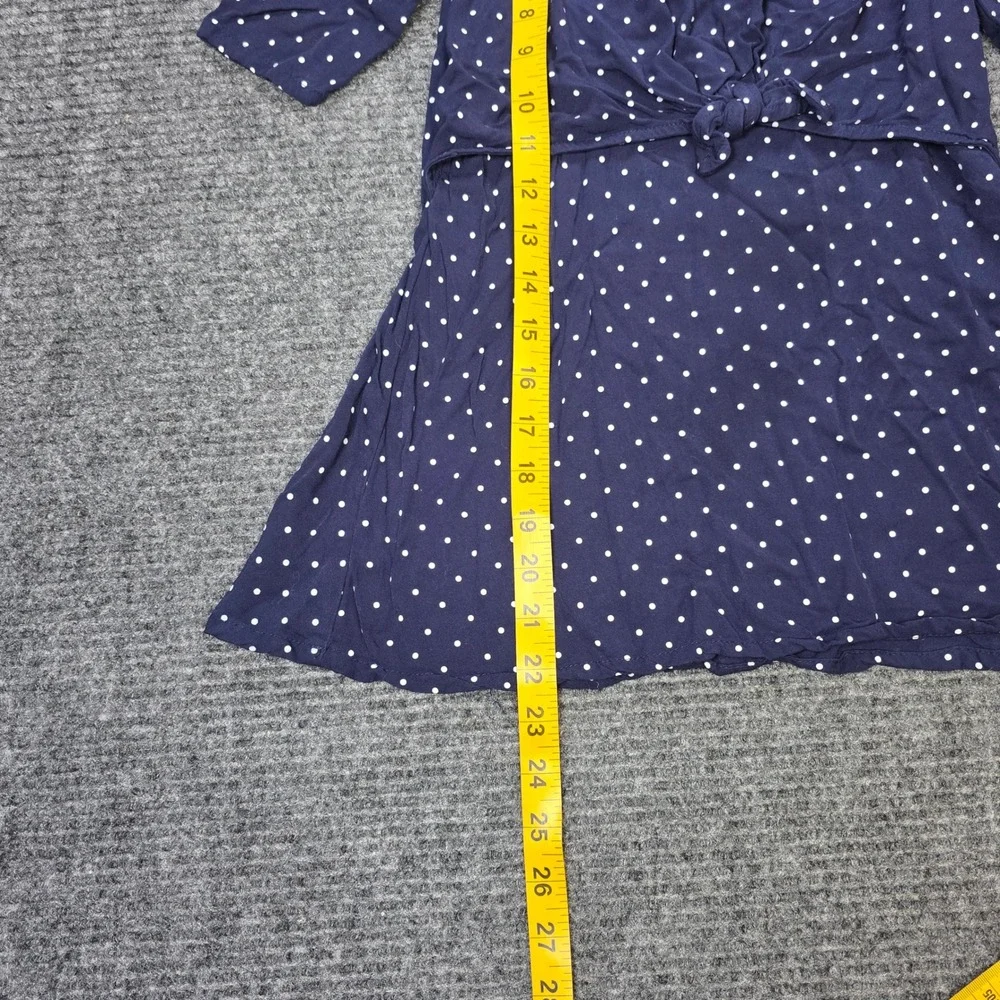Old Navy Polkadot Dress Girl's Size 4T Navy Front Tie 100% Rayon 3/4 Sleeve